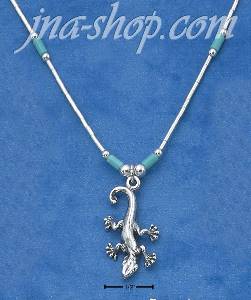 Sterling Silver 16" LIQUID SILVER NECKLACE W/ TURQUOISE BEADS &