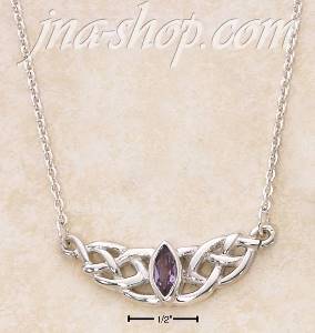 Sterling Silver 18"-20" ADJ CELTIC WEAVE WITH MARQUIS AMETHYST S
