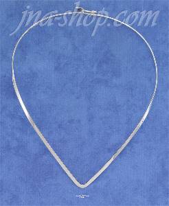 Sterling Silver 3MM FLAT "V" COLLAR WITH HOOK CLOSURE (16")