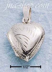 Sterling Silver EXTRA SMALL ENGRAVED HEART LOCKET