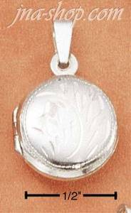 Sterling Silver EXTRA SMALL ETCHED ROUND LOCKET