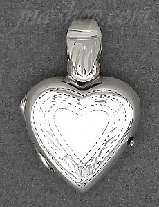 Sterling Silver MEDIUM HIGH POLISH W/ ETCHED BORDER HEART LOCKET