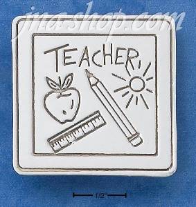 Sterling Silver SQUARE TEACHER PIN W/ APPLE RULER SUN & PENCIL