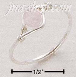 Sterling Silver WIRE RING W/ ROSE QUARTZ BEAD SIZES 4-10