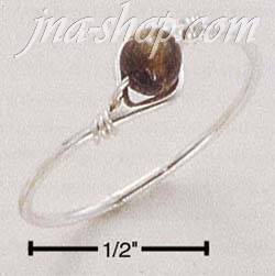 Sterling Silver WIRE RING WITH TIGER EYE BEAD SIZES 4-10