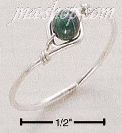 Sterling Silver WIRE RING WITH MALACHITE BEAD SIZES 4-10