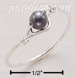 Sterling Silver WIRE RING WITH HEMATITE BEAD SIZES 4-10