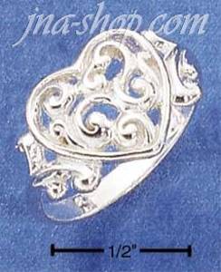 Sterling Silver FILIGREE SCROLLED HEART RING