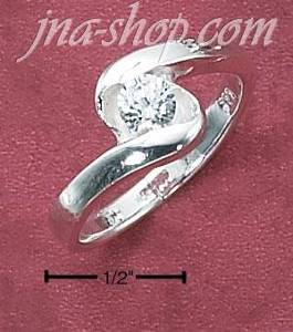 Sterling Silver WOMENS 5MM CZ RING W/ OFFSET "S" BAND (5-9)