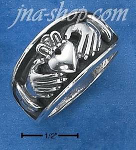 Sterling Silver MENS INSET CLADDAGH BAND (6-15)