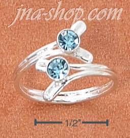 Sterling Silver DOUBLE WRAP W/ 2 BLUE CRYSTALS AND FORK ENDS TOE
