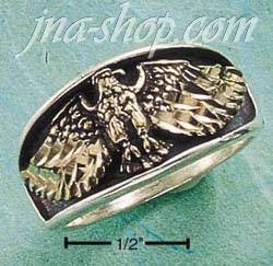 Sterling Silver FLYING EAGLE BAND W/ BRONZE SIZES 8-13