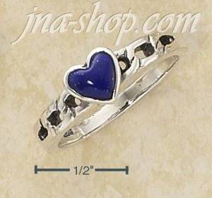 Sterling Silver SMALL LAPIS HEART ON OPEN CURB LINK BAND