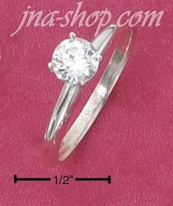 Sterling Silver 5MM ROUND CZ RING ON PLAIN 2MM BAND (6-9)