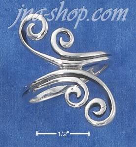 Sterling Silver ANTIQUED FANCY DOUBLE SCROLL BYPASS RING