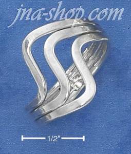 Sterling Silver TRIPLE BAND WAVE RING (6-9)
