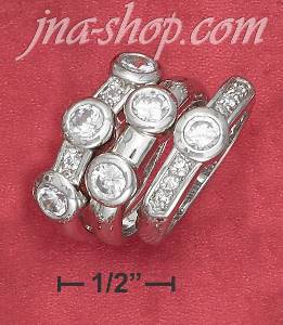 Sterling Silver RHODIUM PLATED SINGLE DOUBLE & TRIPLE CZ 3 RING