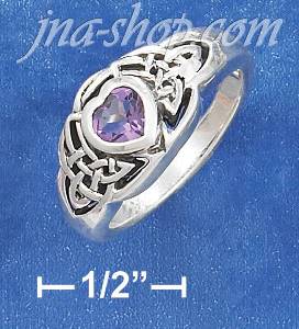 Sterling Silver 5MM AMETHYST HEART RING WITH CELTIC KNOTS ON EAC