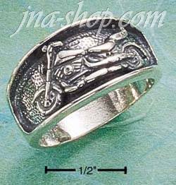 Sterling Silver ANTIQUED INSET MOTORCYCLE BAND SIZES 8-13