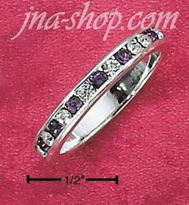 Sterling Silver CZ & SYNTHETIC AMETHYST FEBRUARY ETERNITY BAND (