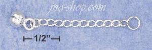 Sterling Silver 1" FLAT CURB CHAIN EXTENDER W/ 5.5MM DANGLE BEAD