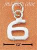 Sterling Silver FINE LINED "6" CHARM