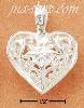 Sterling Silver 18MM DIAMOND CUT FILIGREE HEART W/ CENTER FLOWER