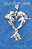 Sterling Silver DIAMOND CUT KISSING DOLPHIN PENDANT W/ ENTWINED
