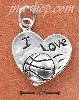 Sterling Silver "I LOVE BASKETBALL" HEART CHARM