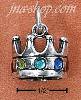 Sterling Silver REGAL CROWN WITH FAUX GEMSTONES CHARM
