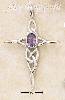 Sterling Silver CELTIC KNOT CROSS WITH OVAL AMETHYST STONE
