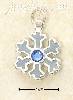 Sterling Silver ENAMELED SNOWFLAKE CHARM WITH BLUE CRYSTAL