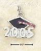 Sterling Silver RHODIUM PLATED ENAMEL 2005 WITH GRADUATION CAP C