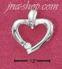 Sterling Silver OPEN HEART PENDANT WITH CZ AT BOTTOM