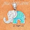 Sterling Silver 1.25" WIDE SYNTHETIC BLUE OPAL & PAVE CZ ELEPHAN