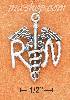 Sterling Silver 1" ANTIQUED "RN" WITH CADUCEUS CHARM