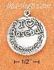 Sterling Silver ANTIQUED SLIGHTLY DOMED "I LOVE BASEBALL" CHARM