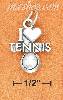 Sterling Silver ANTIQUED "I HEART TENNIS " WITH TENNIS BALL CHAR