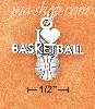 Sterling Silver ANTIQUED "I HEART BASKETBALL" WITH BASKETBALL CH Sterling Silver ANTIQUED "I HEART BASKETBALL" WITH BASKETBALL CH