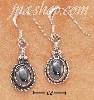 Sterling Silver OVAL HEMATITE CONCHO W/ 3 DOTS FRENCH WIRE EARRI