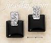 Sterling Silver SQUARE ONYX W/ CZ CHIPS POST EARRINGS