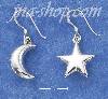 Sterling Silver HIGH POLISHED PUFFED MOON & STAR MISMATCH PAIR F