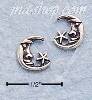 Sterling Silver ANTIQUED CRESCENT MOON AND STAR POST EARRINGS