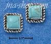 Sterling Silver SQUARE ROPED EDGE TURQUOISE POST EARRING