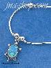 Sterling Silver 16" SYNTH BLUE OPAL TURTLE CHARM ON LIQUID SILVE