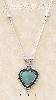 Sterling Silver 16" LIQUID SILVER NECKLACE W/ TURQUOISE HEART &