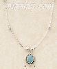 Sterling Silver 16" LS NECKLACE W/ ROUND TURQUOISE CONCHO PENDAN
