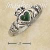 Sterling Silver SMALL ANTIQUED CLADDAGH RING W/ MALACHITE HEART