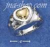 Sterling Silver TWO-TONE HEART ON 11MM HIGH POLISH TAPERED BAND