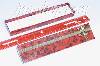 RED MARBLE CARDBOARD BRACELET BOX W/ GOLD BOW 8" x 1 3/4" x 6/8"